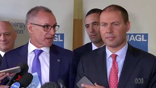 Former SA premier Jay Weatherill tells new Deputy Liberal Leader Josh Frydenberg his views on federal energy politics. Picture: ABC