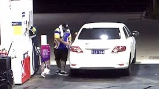 Police are searching for three teenagers allegedly involved in a 14-hour crime spree across Darwin, which included this fuel drive-off from a Caltex service station in Eaton caught on CCTV. Picture: Supplied