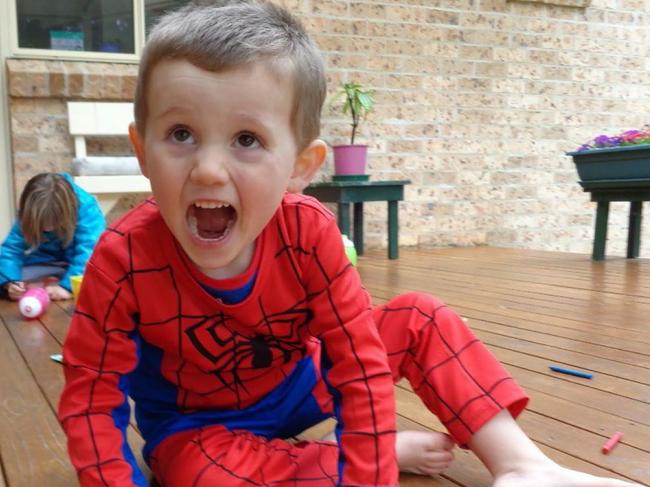 William Tyrrell pictured wearing the actual Spider-Man suit he disappeared in. Picture: Supplied