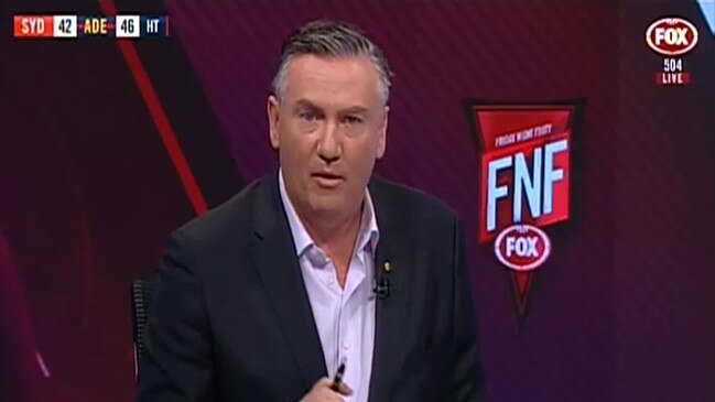 Eddie McGuire apologises at half time of Friday night’s Sydney-Adelaide clash.