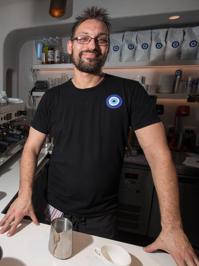 Kazzi Beach Greek barista Dan Horne. Picture: Julian Andrews