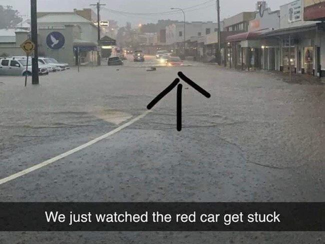 Flash flooding in Wauchope on Friday. Picture: Facebook/Sue Martin