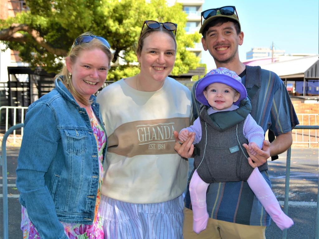 At the 2023 Grand Central Floral Parade are (from left) Lauren Coles, Ella Tapping, William Bathersby and Madelyn Bathersby (front). Picture: Rhylea Millar