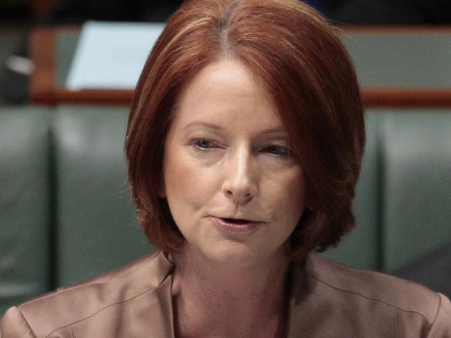 Deputy Prime Minister Julia Gillard, also Minister for Education, Employment and Workplace Relations and Social Inclusion, during Question Time in the House of Representatives of Federal Parliament House in Canberra.