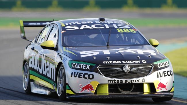 Craig Lowndes at turn 1 during race 1 of the Coates Hire Supercars Melbourne 400, as part of the Formula 1 2018 Australian Grand Prix, at the Albert Park Circuit in Melbourne. Picture: AAP Image/Dave Acree