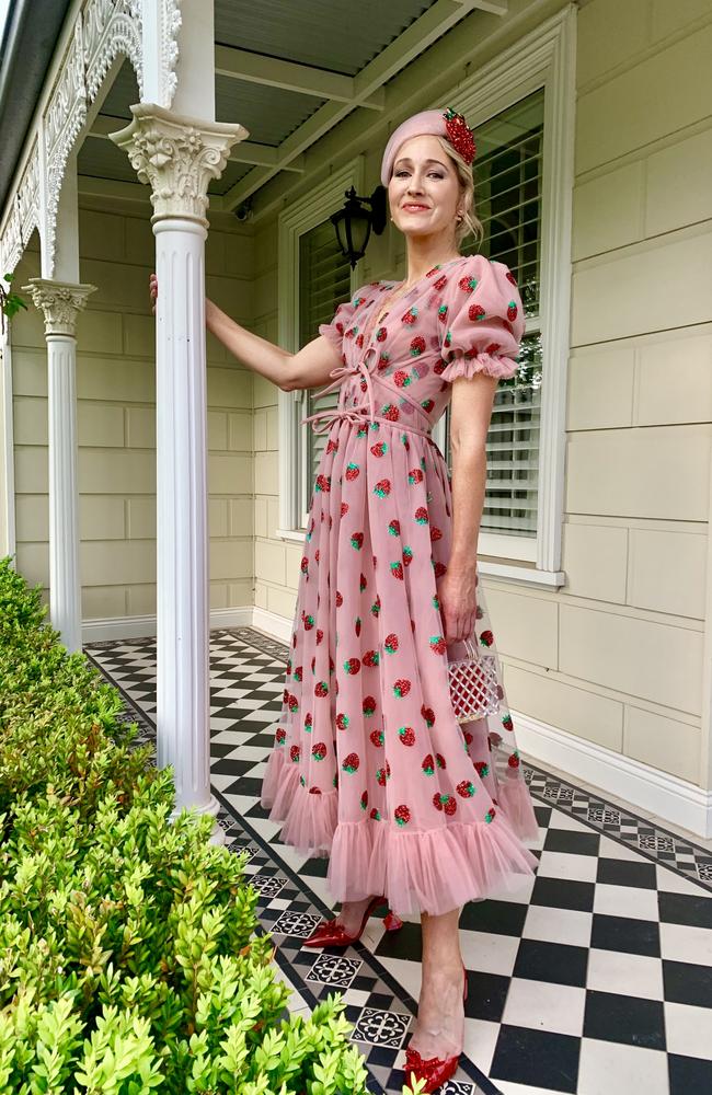 Oaks Day is tailor-made for flowy, feminine frocks like this one worn by Myer Fashions on Your Front Lawn entrant Carle from Victoria.