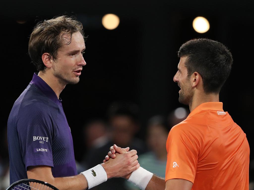 The pair were all smiles after the match. (Photo by Sarah Reed/Getty Images)