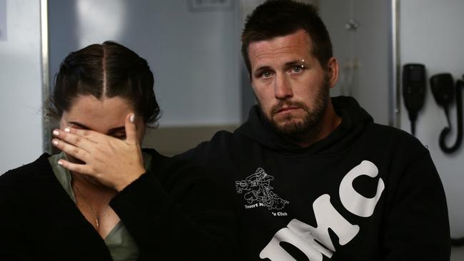 Cleo Smith’s mother Ellie Smith and her partner Jake Gliddon are distraught. Picture: Supplied by ABC News/James Carmody