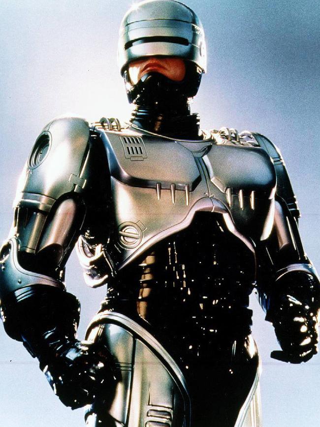 Actor Peter Weller in scene from the film <i>Robocop 2</i>.