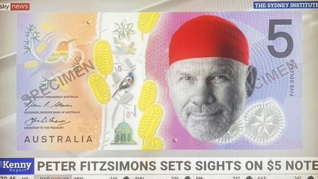 The Fitz-Fiver as featured on The Kenny Report – MWD’s Modest Proposal for Australia’s new currency under a FitzSimons Republic.