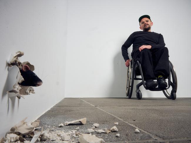 Ryan Gander with his work The end, on display in NGV Triennial until April 7. Picture: Eugene Hyland