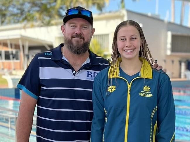 Rocky City coach Shane Kingston and star swimmer Amelie Smith.