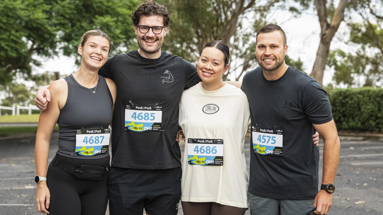 Ready for Peak2Park are (from left) Libby Burbidge, Zac Elliott, Amanda Purchase and Jack Armstrong, Sunday, March 3, 2024. Picture: Kevin Farmer