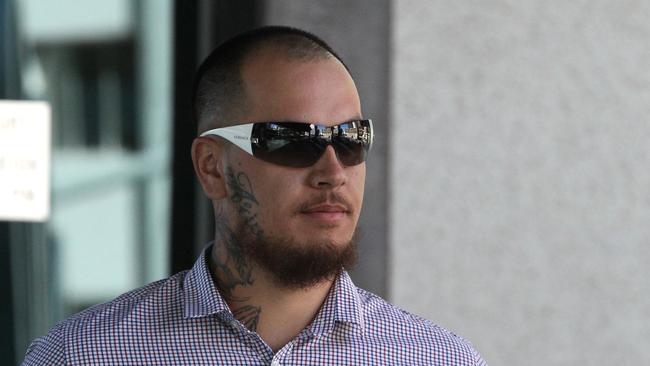 Lionel Patea at court to be sentenced for his involvement in the September 2013 bikie brawl at Broadbeach.