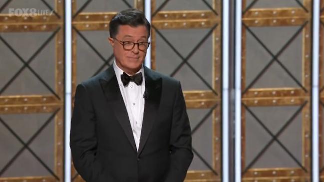 Stephen Colbert takes aim at Trump in Emmys monologue