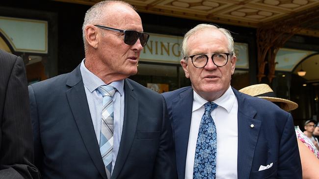 Chris Dawson and his lawyer Greg Walsh outside court. Picture: AAP