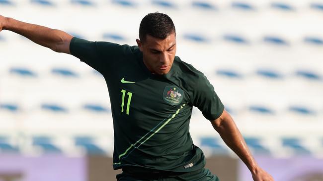 DUBAI, UNITED ARAB EMIRATES - DECEMBER 30:  Andrew Nabbout of Australia in action during the International Friendly match between Australia and Oman at Maktoum Bin Rashid Al Maktoum Stadium on December 30, 2018 in Dubai, United Arab Emirates.  (Photo by Francois Nel/Getty Images)