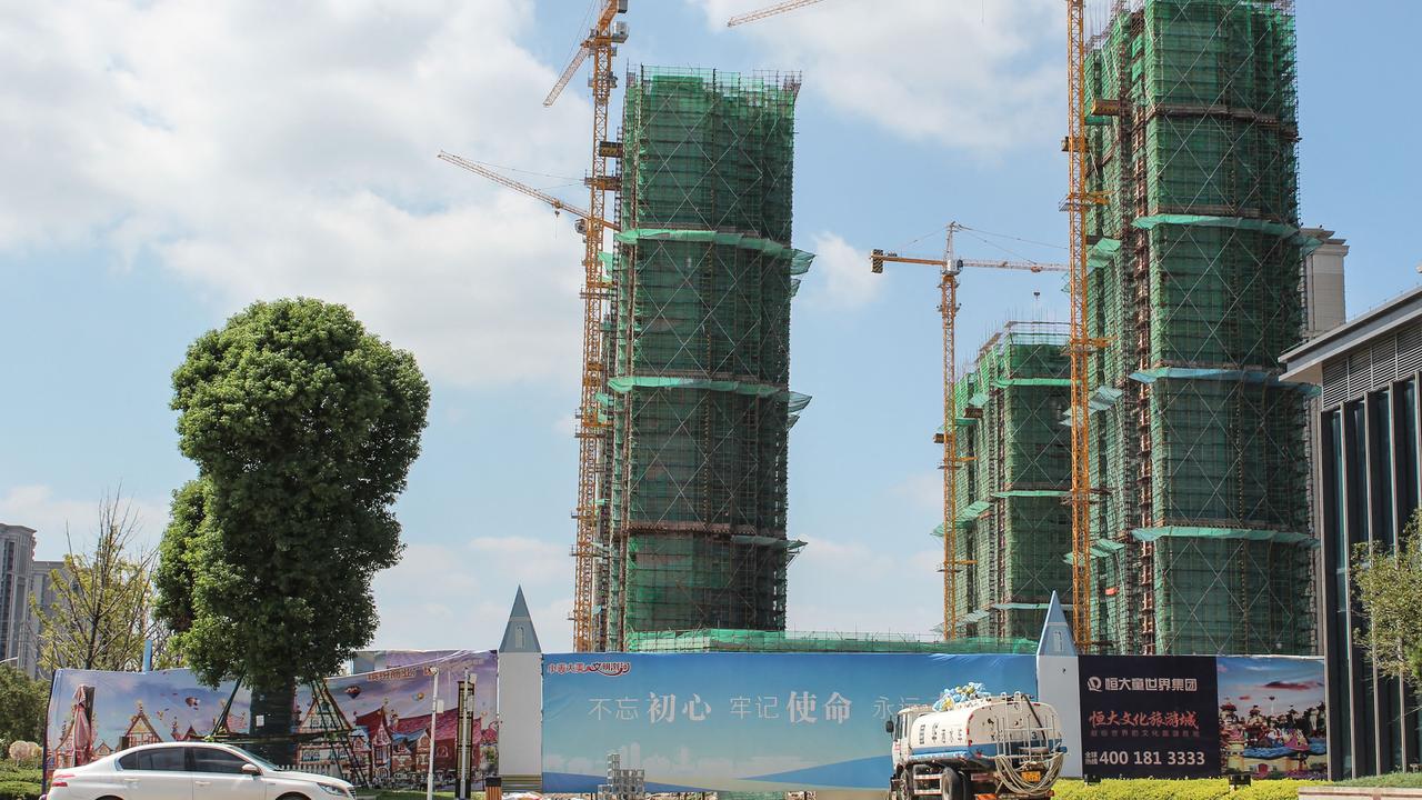 This file photo shows the halted under-construction Evergrande Cultural Tourism City, as the company’s fate hangs in the balance. Picture: Jessica Yang/AFP