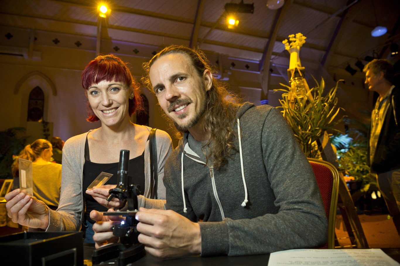 Expressions Dance Company choreographer Elise May, with Reece Dol, check out the other aspects of the Curious Arts Festival, Saturday, March 16, 2019. Picture: Kevin Farmer