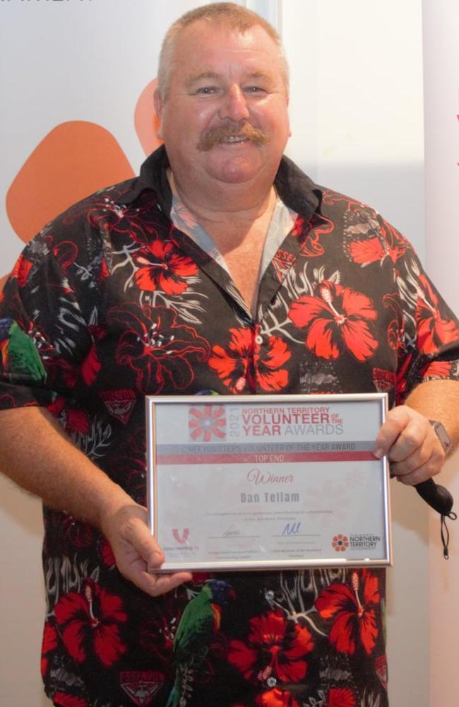 Darwin RSL Sub-Branch acting president Dan 'Tank’ Tellam, pictured in 2021 receiving the Chief Minister's Volunteer of the Year Award. Picture: Facebook