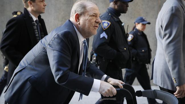 Harvey Weinstein arrives at a Manhattan courthouse during his trial. Picture: AP