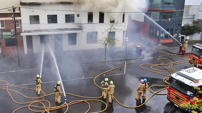 Firefighters put out the blaze at The Albion in 2015. Picture: Hamish Blair