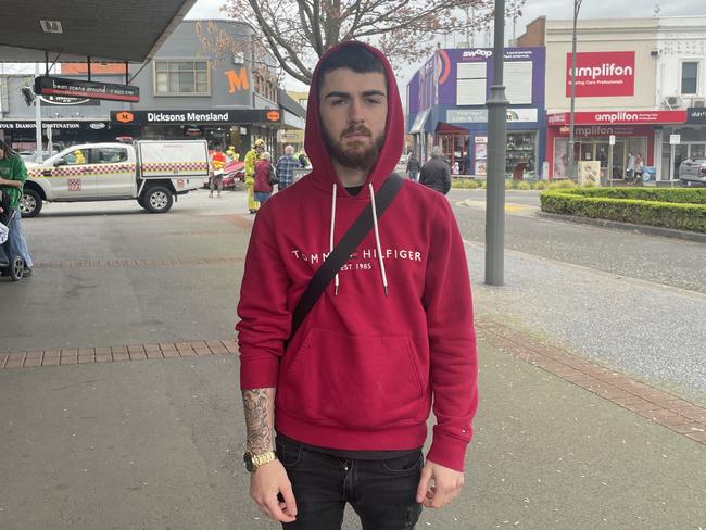 Trafalgar man Jake Williams says he heard a woman scream and saw the car mount the footpath and crash into a concrete pillar. Picture: Jack Colantuono