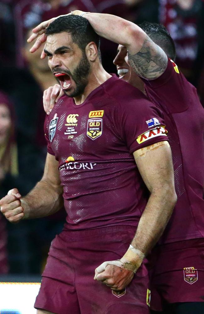 Greg Inglis knows how to score a try. Pic Darren England.