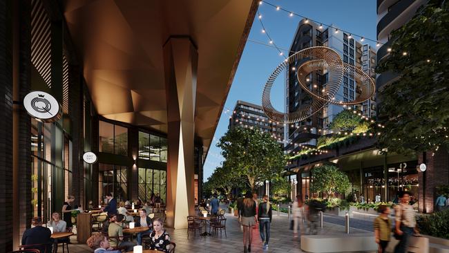 The $400m mixed use project includes residential, retail and commercial space and will see five buildings over two podiums, separated by the Eat Street.