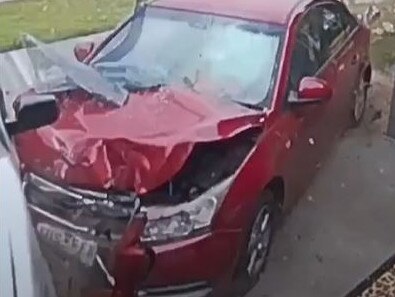 A three-year-old girl was in the back of the SUV when the crash happened. Picture: Channel 7