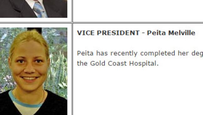 Screen Grabs from Gold Coast Drug Council Inc web page, with Peita Melville as Vice President.