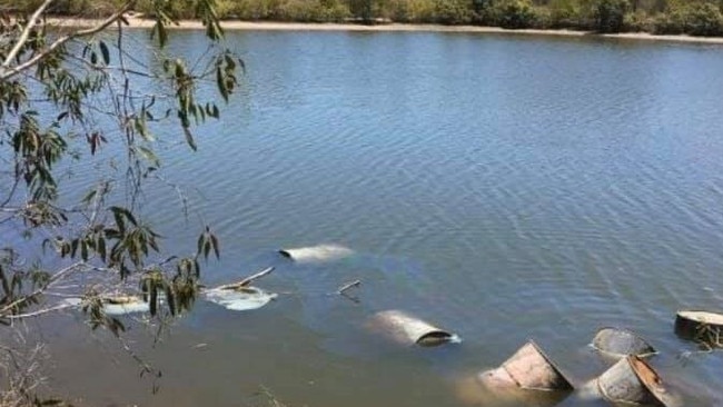 Nine drums of waste were found dumped in a tidal lagoon off Sandy Point Road near Yeppoon last October.