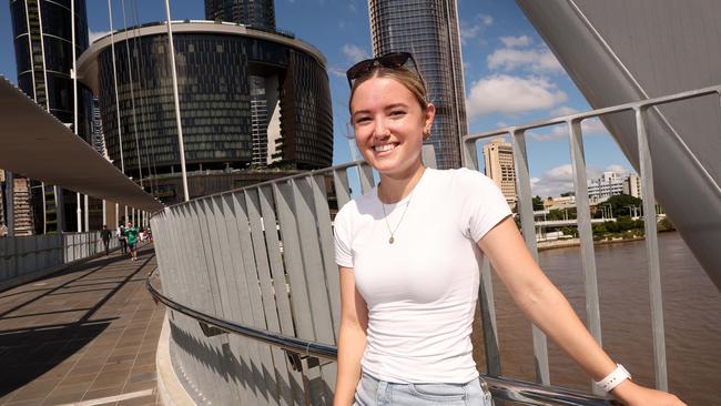 Kylie Vecchio of Woolloongabba, pictured on the Neville Bonner bridge, says the casino facilities are great. Picture: Liam Kidston