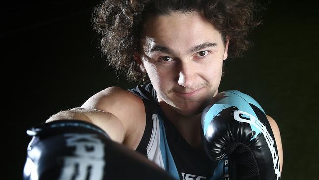 Punching above his weight ... Darcy Byrne-Jones has had to bulk up to make his mark in the AFL. Now he’s a Rising Star contender. Picture Sarah Reed