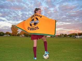 BEST FOOT FORWARD: Chinchilla's Gabby Hicks has landed in Belo Horizonte, Brazil after 30 plus hours of travel to begin training and playing with some of the world's best as part of the Australian under 15s futsal team. Picture: Kate McCormack