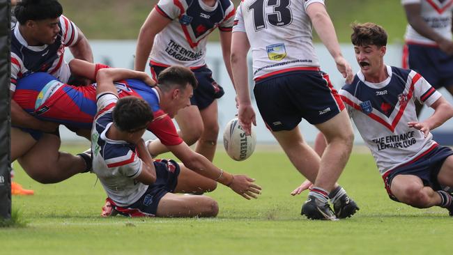 Chase Butler attempts to score for the Newcastle-Maitland Region Knights. Picture: Sue Graham