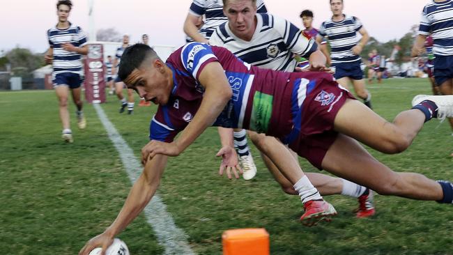 WavellÃs Kallum Stacey pictured in action between Wavell State High and St MaryÃs College for the Langer Cup schoolboy rugby league at Wavell State High School, Brisbane 19th of August 2020.