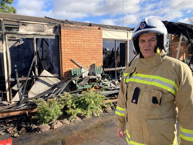 Acting Fire and Rescue Superintendent Stephen Knight at the scene of a motel fire in Dubbo on May 28, 2021. Picture: Ryan Young