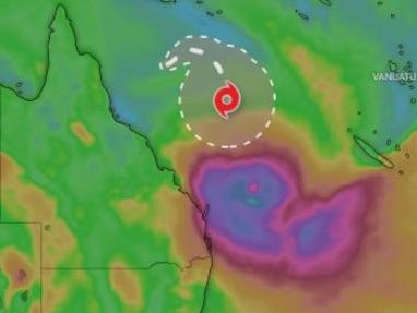 A category 2 cyclone is expected to develop off the Queensland coast on Sunday. Picture: Windy