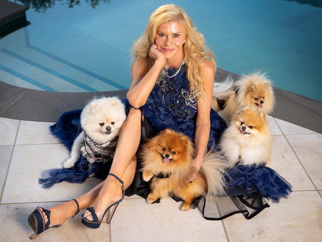 Gamble Breaux and her beloved pomeranians. Picture: Mark Stewart.