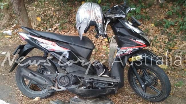 The motorcycle involved in the fatal crash in rural Bali. Picture: Supplied