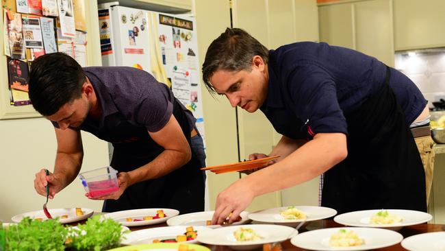 Steve Flood and Will Stewart plating up on My Kitchen Rules last year, before scooping the top prize.