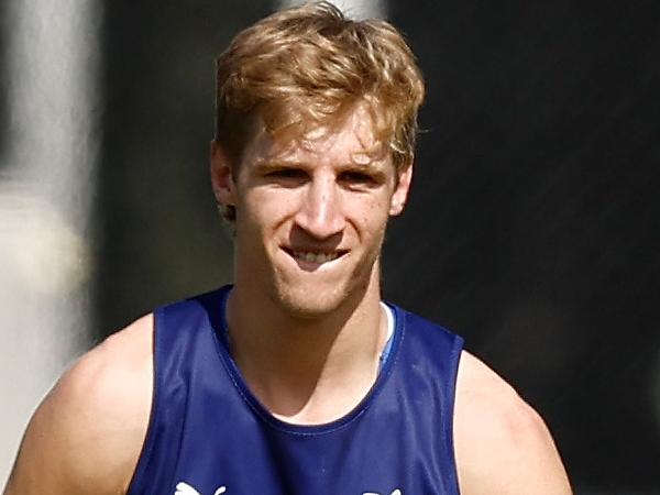 MELBOURNE, AUSTRALIA - NOVEMBER 13: Dylan Stephens of the Kangaroos in action during the North Melbourne Kangaroos training session at Arden Street on November 13, 2023 in Melbourne, Australia. (Photo by Michael Willson/AFL Photos via Getty Images)