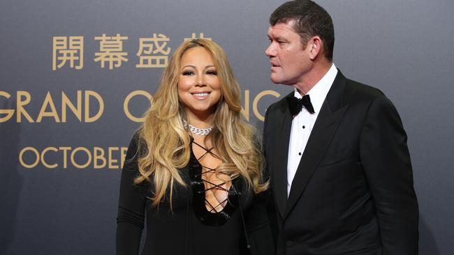 James Packer and Mariah Carey in Macau last year.