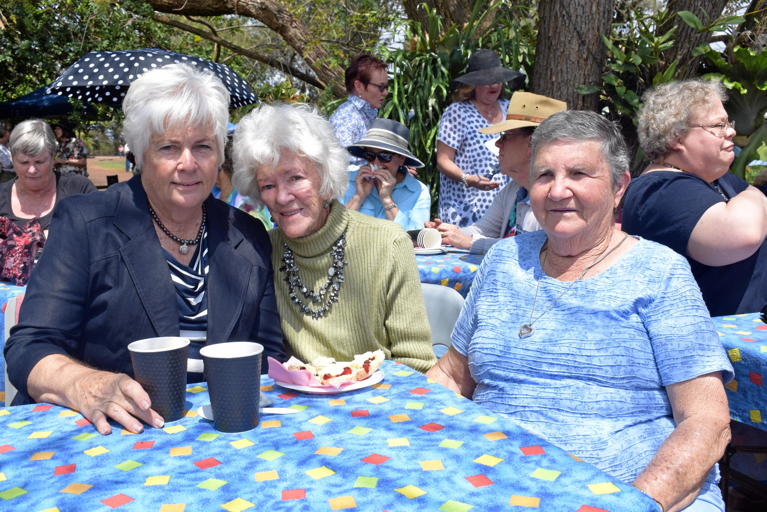 Vicki Sullivan, Thele Norris, and Evelyn Nauschutz at the Warra Springtime in the Garden event, Saturday October 6, 2018. Picture: Brooke Duncan