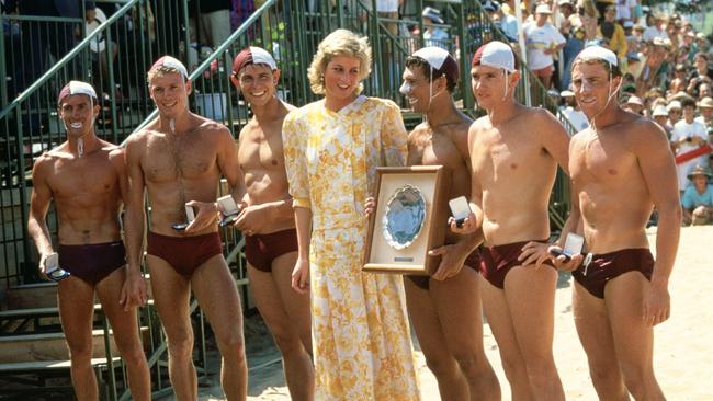 Diana, Princess Of Wales, attends a Central Coast surf carnival at Terrigal beach, outside Gosford, NSW. Picture: Tim Graham