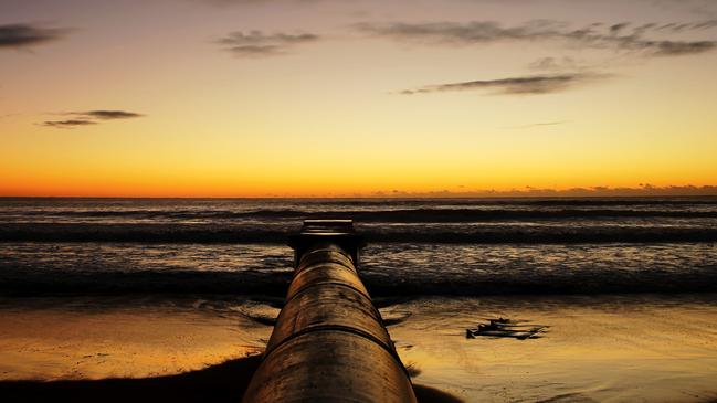 The pipe at Collaroy Beach on which Rhyan Grant broke his arm. Picture: John Grainger