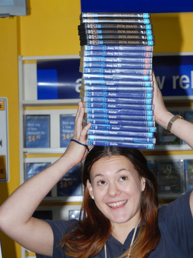 Blockbuster Mackay sales assistant Claire Steindl in the days before Netflix. Picture: Peter Holt