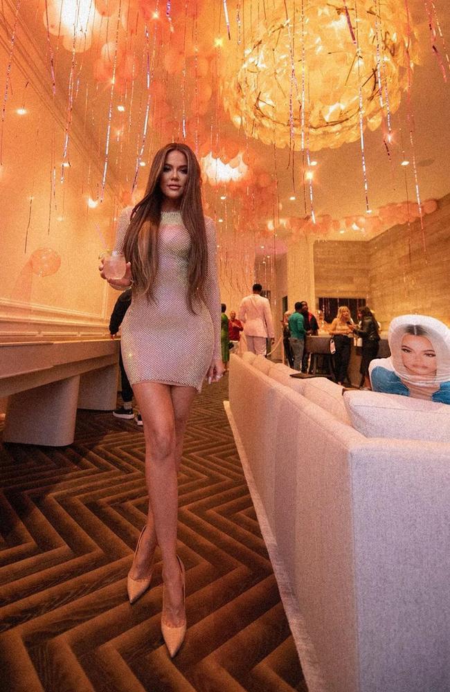 Posing next to a cardboard cutout of herself. Of course. Picture: khloekardashian/Instagram