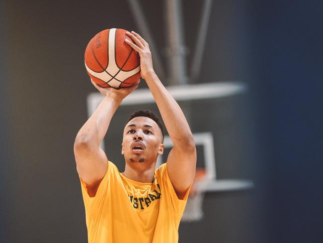 Boomers star Dante Exum training in preparation for the Tokyo Olympics. Picture: Basketball Australia